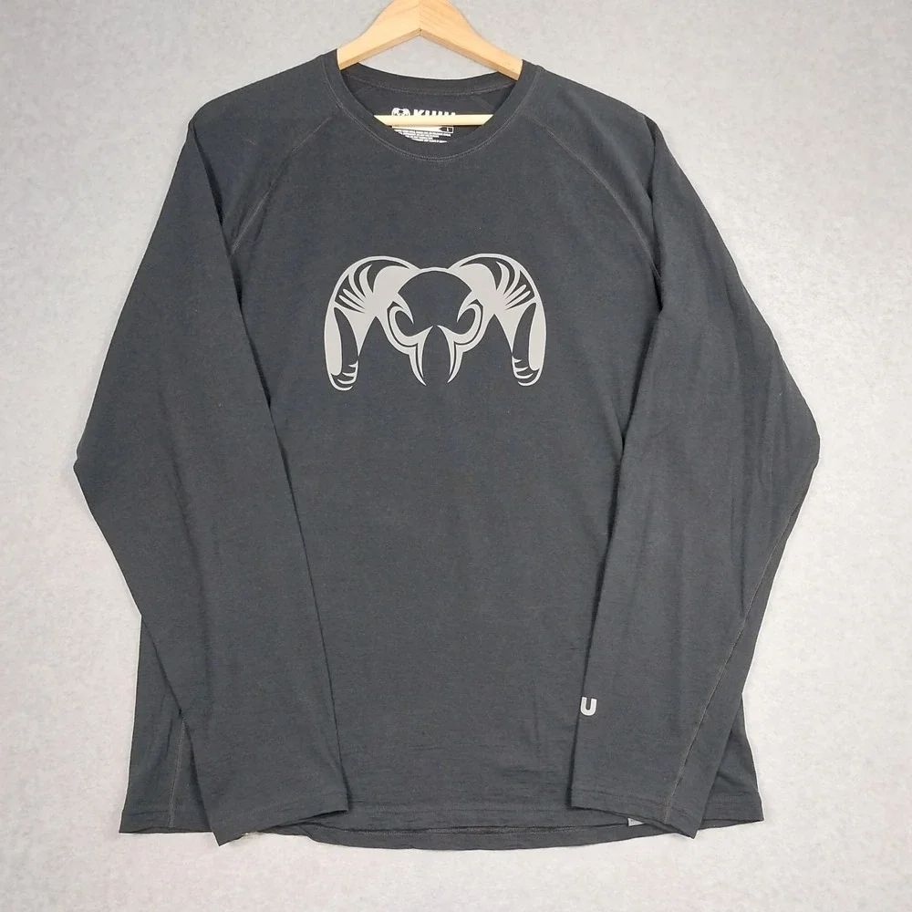KUIU Ultralight Hunting Shirt Mens Large Black Long Sleeve Merino Wool Logo